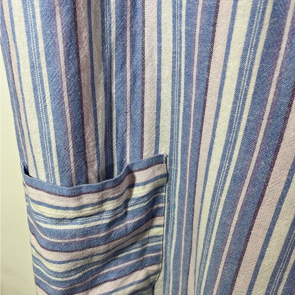 Ella Simone Linen & Rayon Striped Boho Peasant Shift Dress With Pockets X-Large - Picture 5 of 9